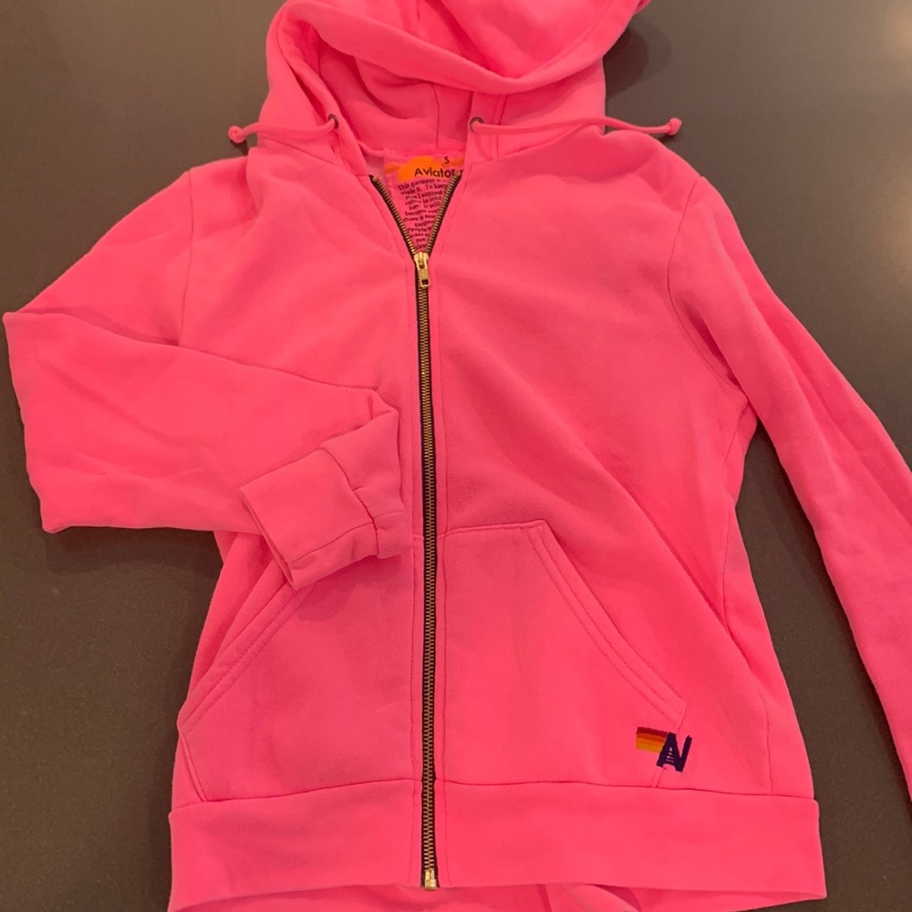 Aviator Nation, “Locals Only” hot pink zip up